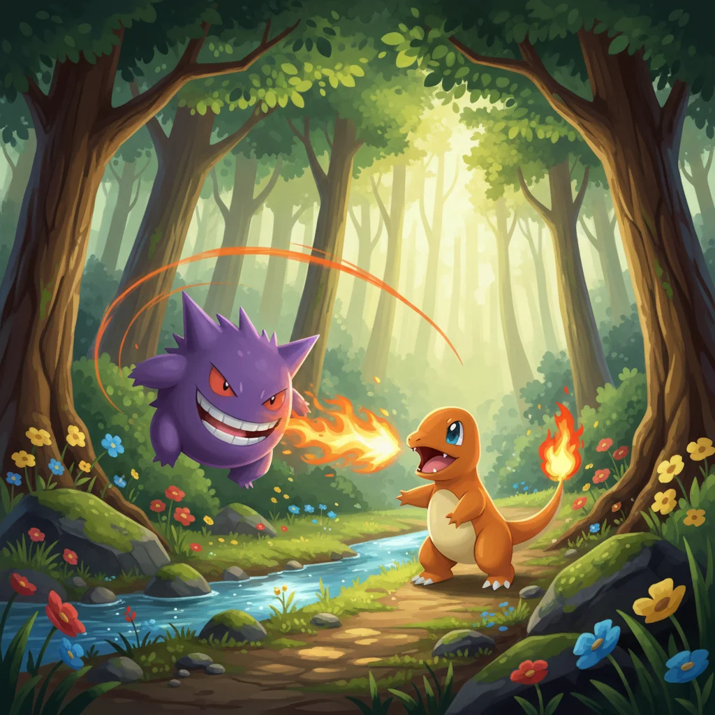 Illustration for: 小火龙对战耿鬼