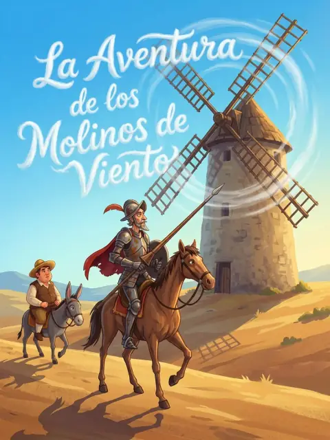 La Aventura de los Molinos de Viento kids picture book cover