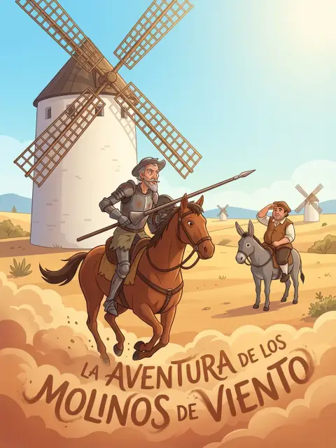 La aventura de los molinos de viento kids picture book cover