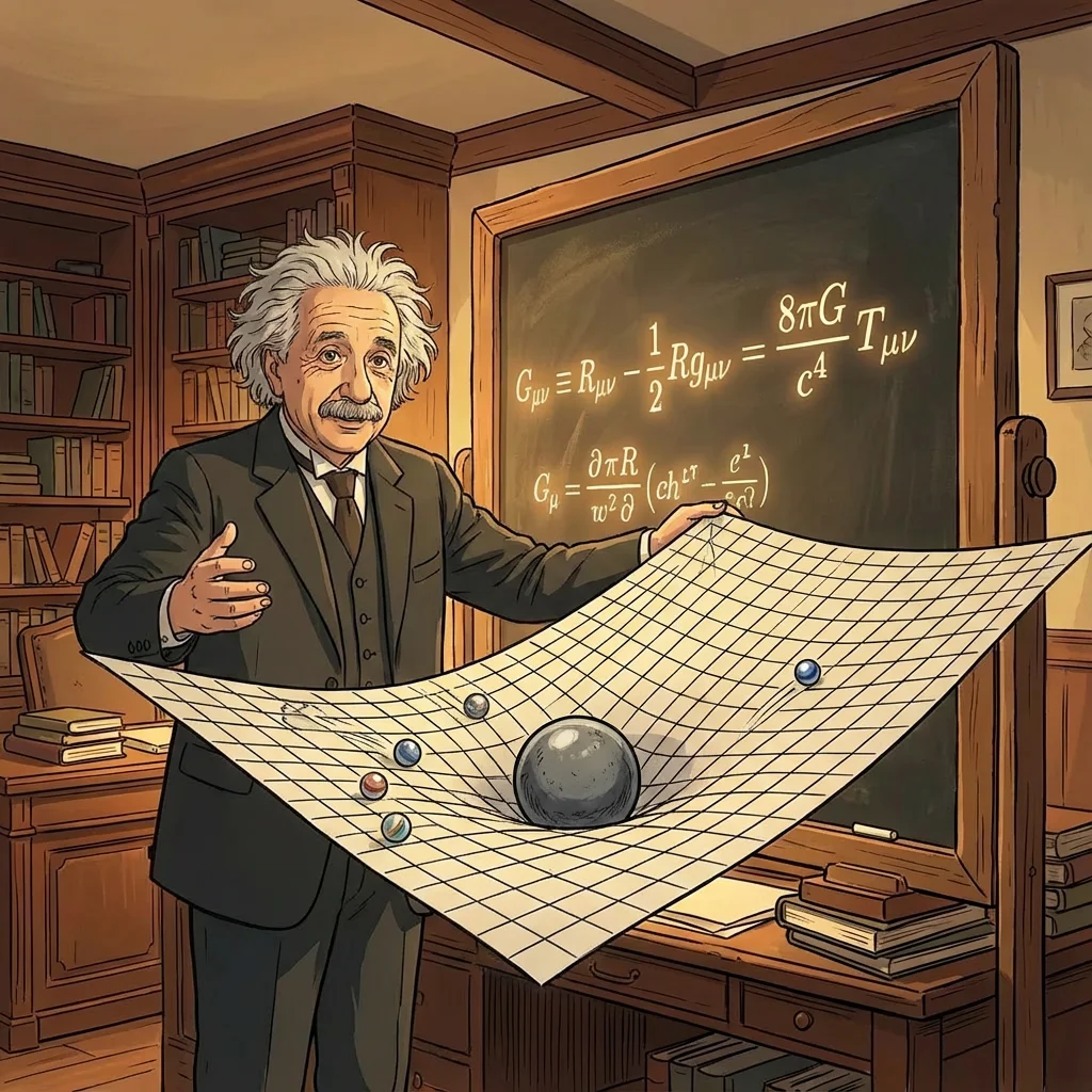 Illustration for: 引力是时空的弯曲