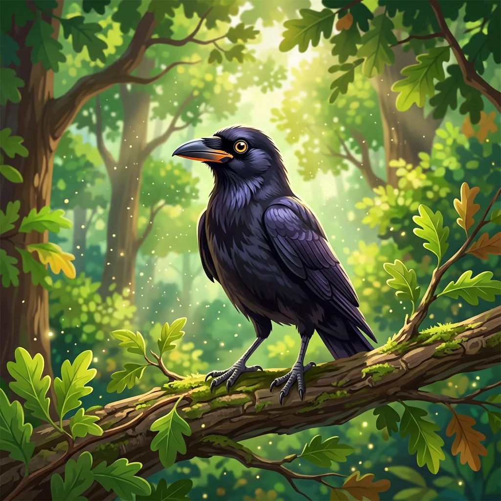 Illustration for: 聪明的小乌鸦