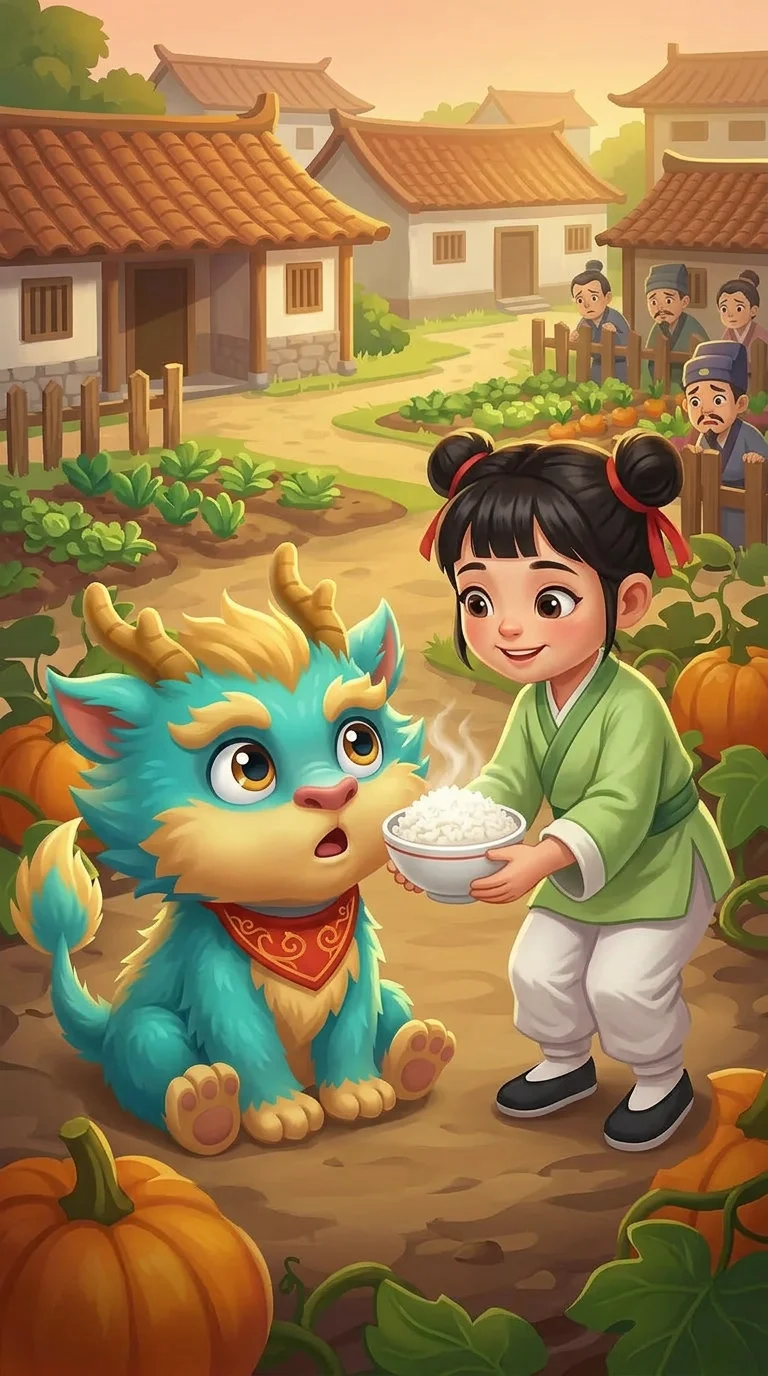 Illustration for: 害怕的村民与善良的小美
