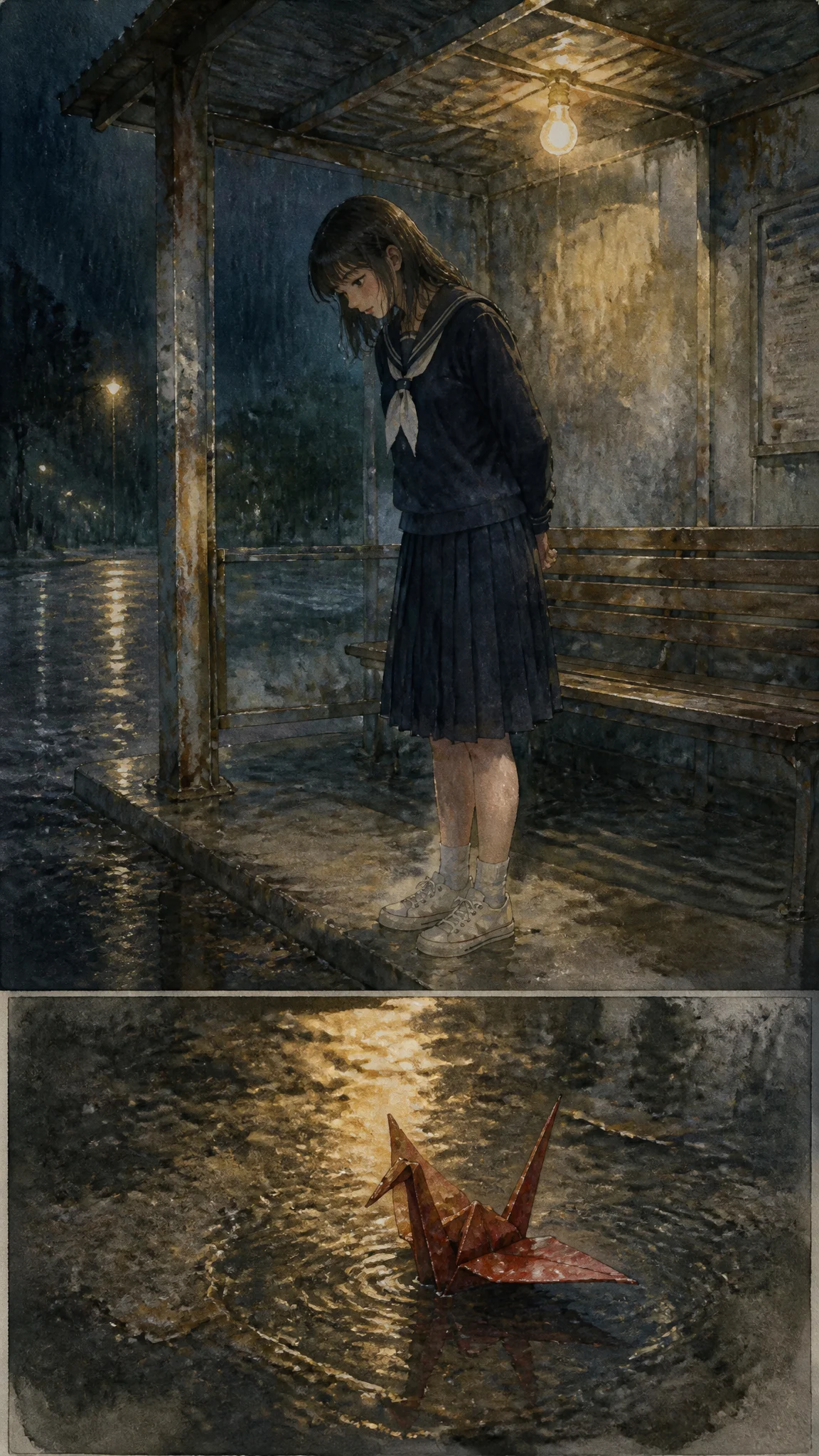 雨夜的纸鹤 kids picture book cover