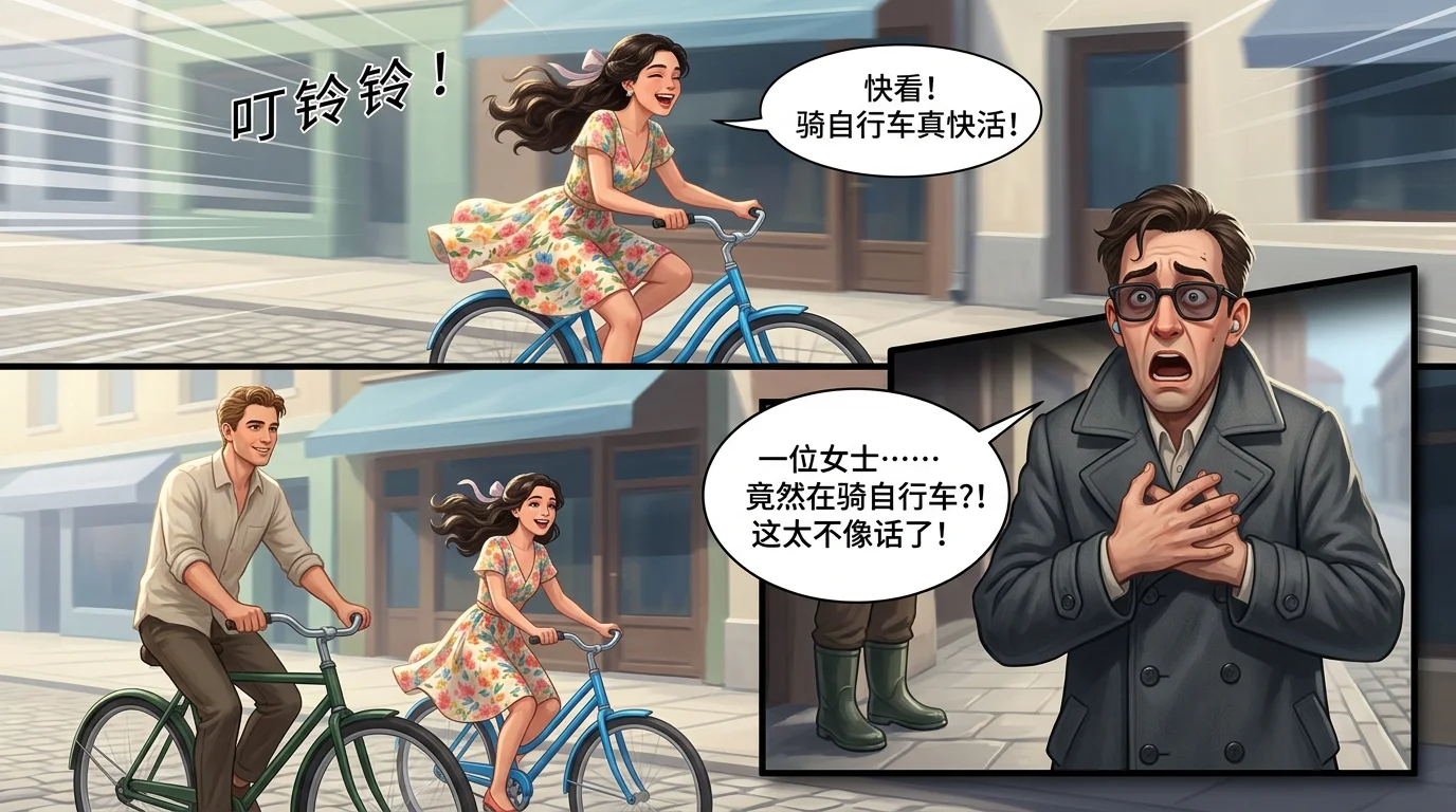 Illustration for: 骑自行车的女孩